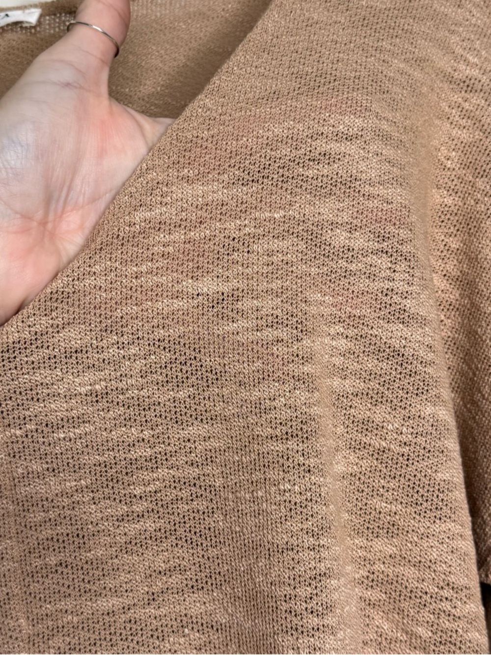 New Zenana Lightweight Knit V Neck Top Camel Tan Long Sleeve Casual S M L - Picture 4 of 7